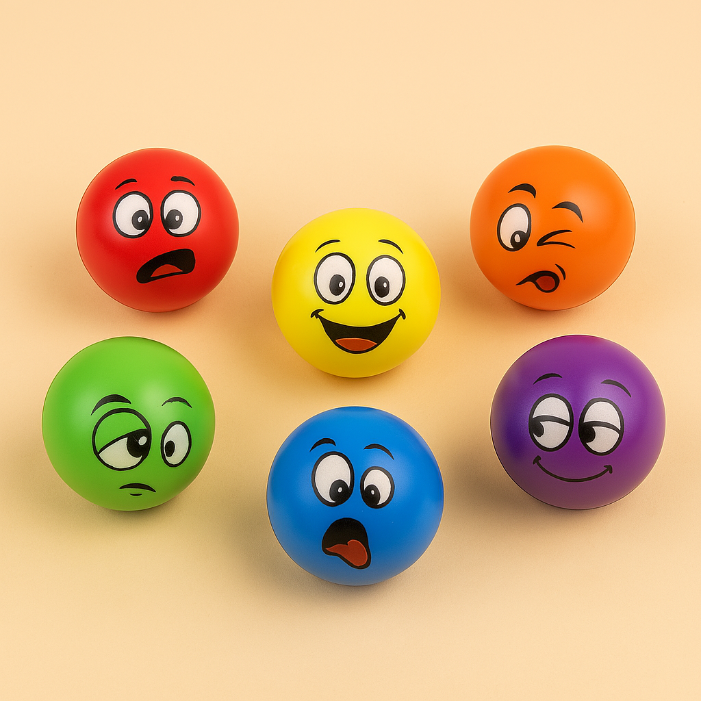Set van 12 Anti-Stress Ballen met Lachgezicht – Voor Kinderen & School