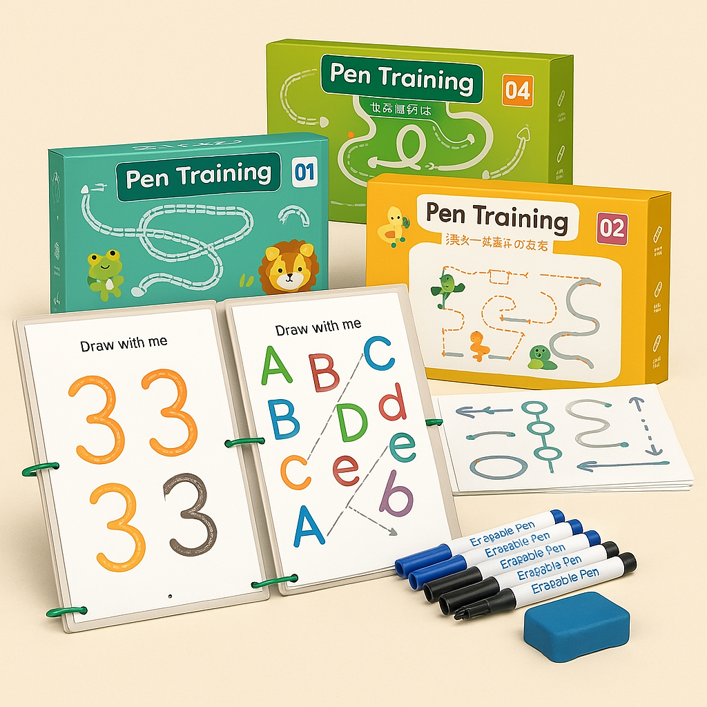 Montessori Pencontrole Tekenboek – 136 Pagina’s Educatief Schrijfplezier