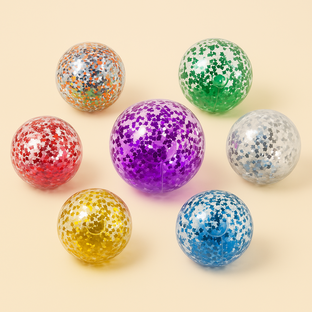 Jumbo Strandbal 16 Inch – Transparant met Glitters – Voor Kinderen