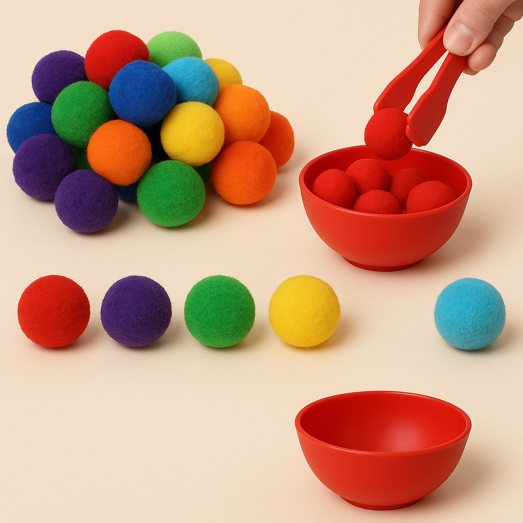 Regenboog Pompoms Telspel – Educatief Kleuren- en Telspeelgoed 3+