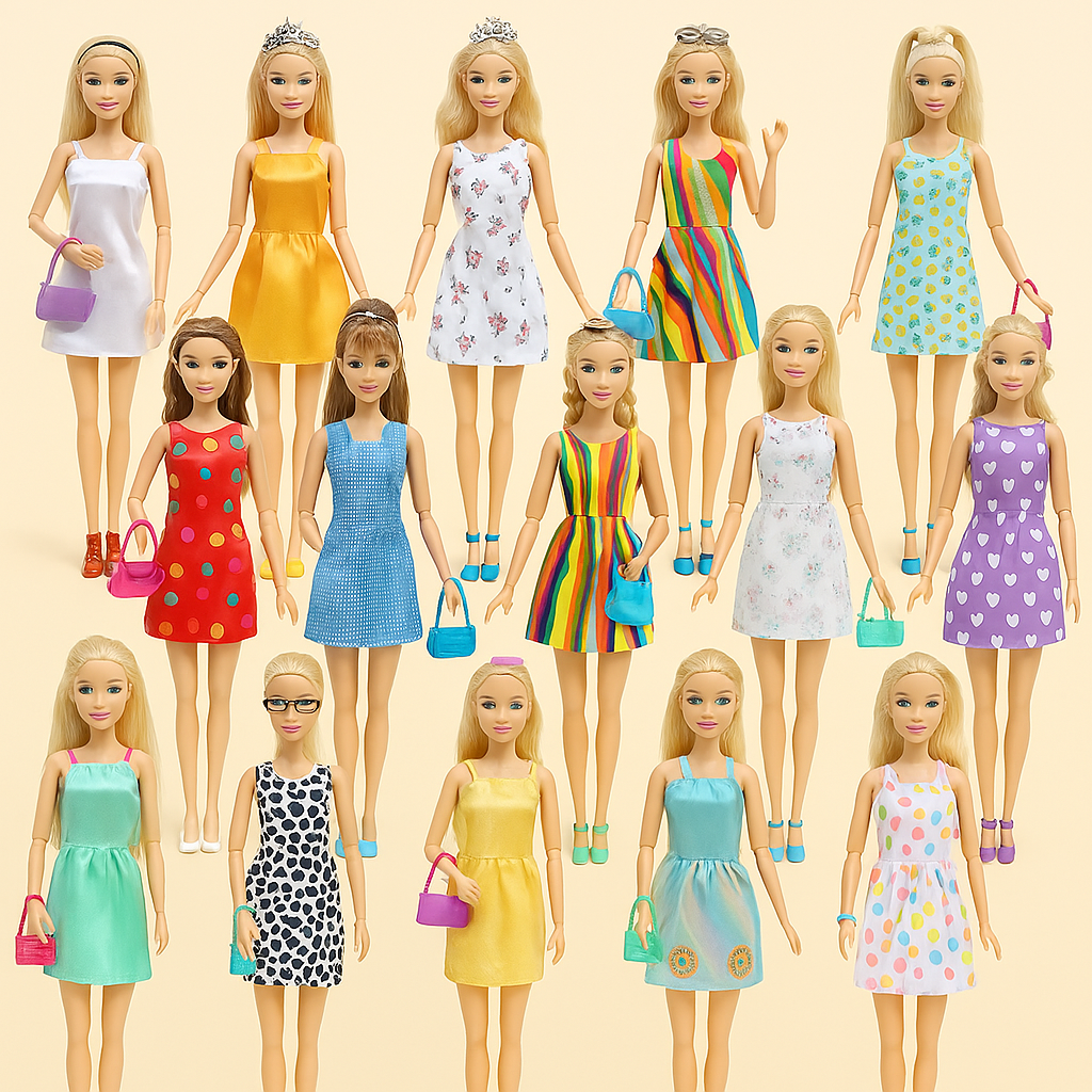 42-delige Poppen Accessoire Set – Jurken, Schoenen & Sieraden