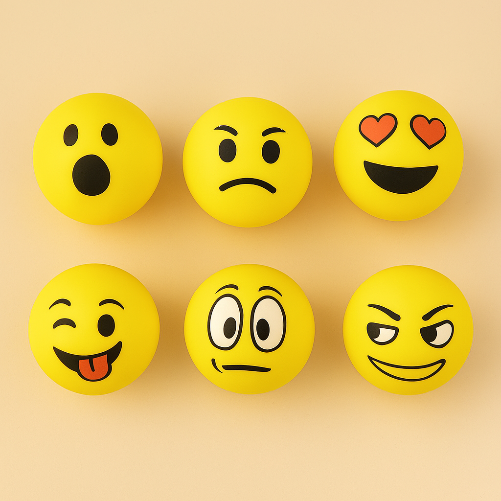 Set van 6 Glimlach Stressballen – Ontspanning & Plezier voor Kinderen