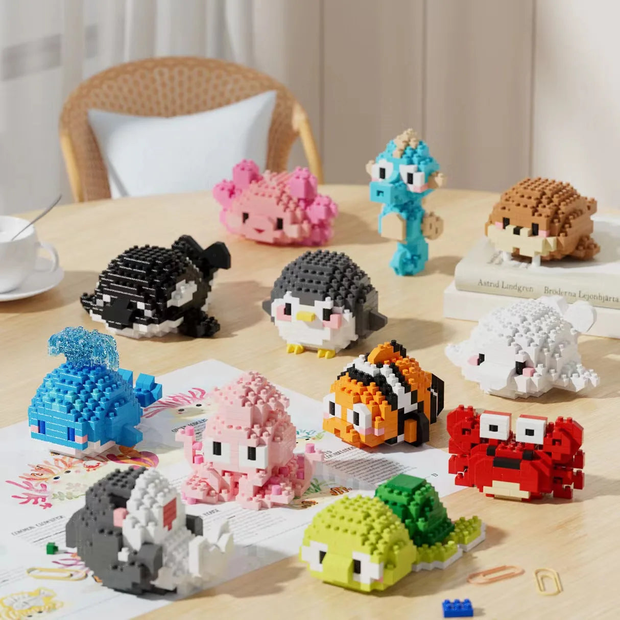 Mini Bouwstenen Zeedieren – Orka & Schildpad Set (14+ Jaar)