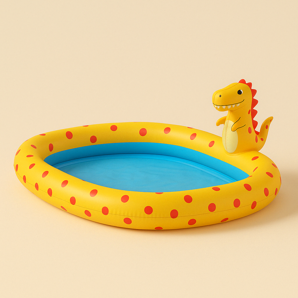 Opblaasbaar Dinosaurus Zwembad met Waterspray – PVC Kinderbad 3+