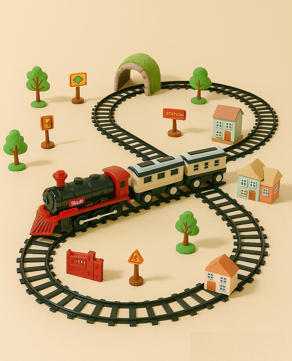 Elektrische Treinrailset met Licht & Geluid – Nostalgisch Speelgoed