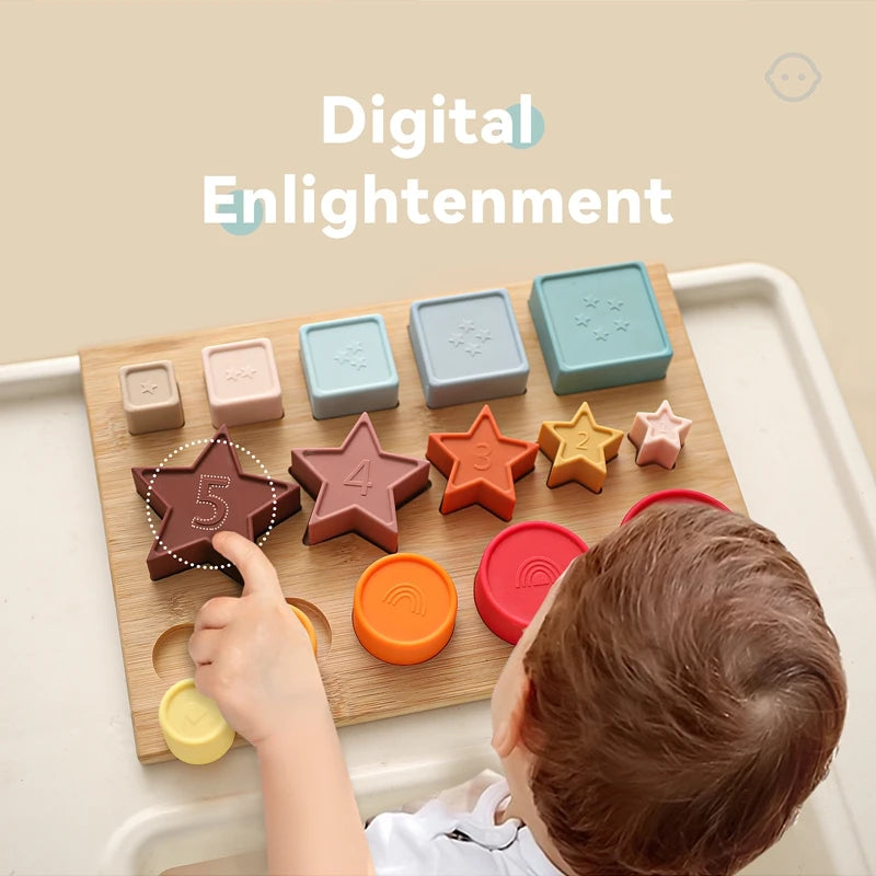 Educatieve Siliconen Bouwstenen – Montessori Stapelblokken (14+)