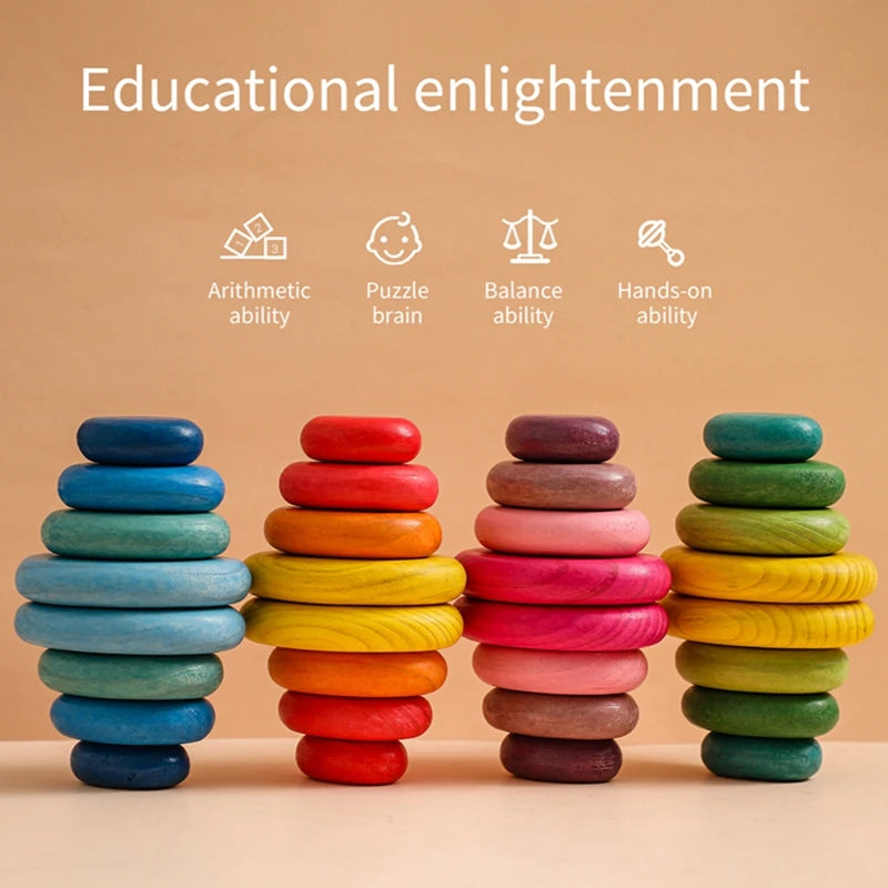 Montessori Houten Baby Bouwstenen – Veilig, Educatief & BPA-vrij