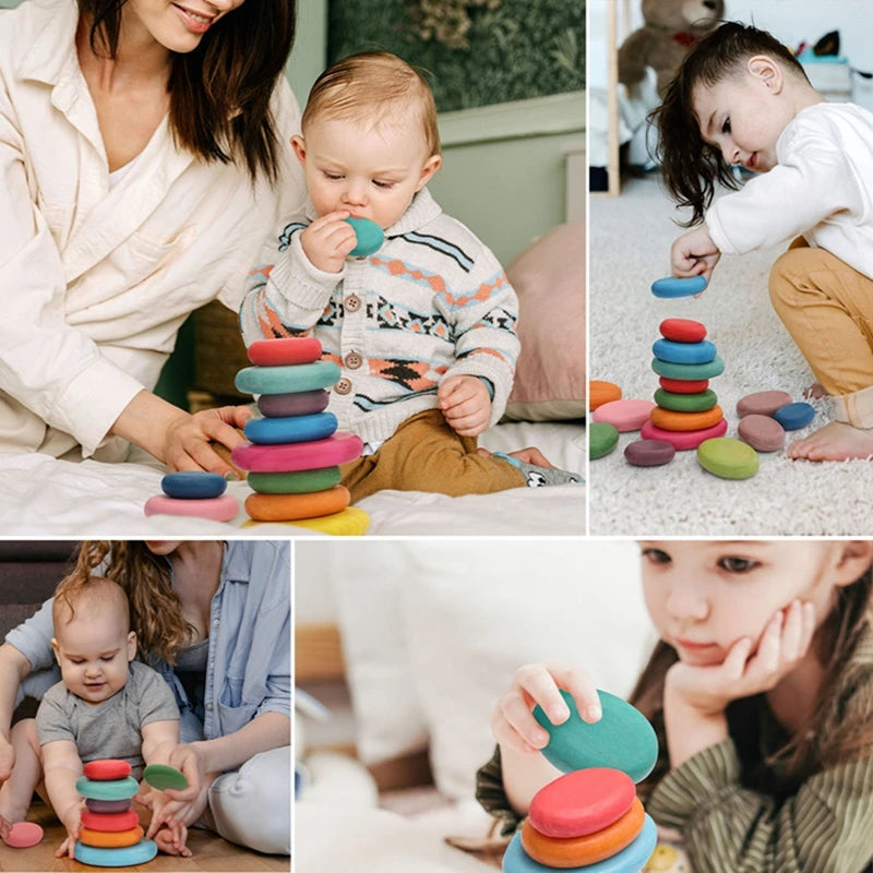 Montessori Houten Baby Bouwstenen – Veilig, Educatief & BPA-vrij