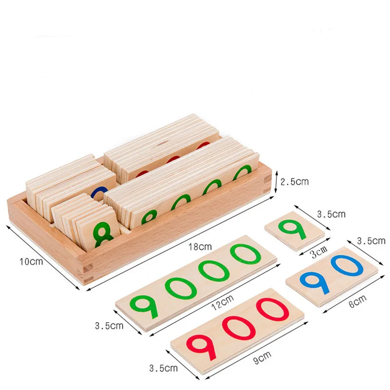 Montessori Houten Nummers Leerkaart 1-9000 – Educatief Telspel (3-12 jr)
