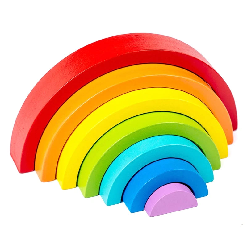 Montessori Regenboog Houten Blokken – Educatief Speelgoed Baby