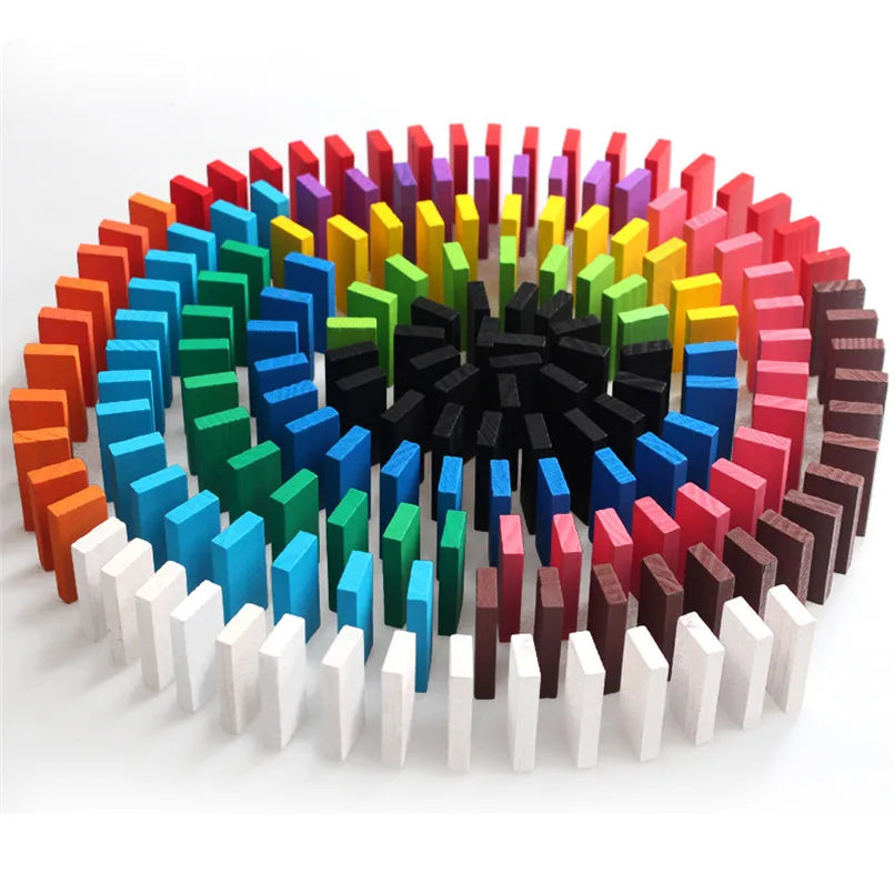 Regenboog Houten Domino Set – Educatief Speelgoed (100-500 stuks)