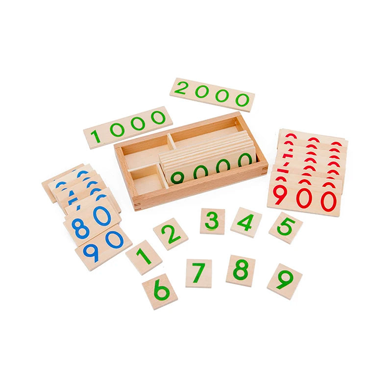 Montessori Houten Nummers Leerkaart 1-9000 – Educatief Telspel (3-12 jr)