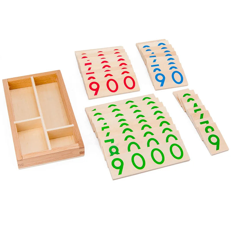 Montessori Houten Nummers Leerkaart 1-9000 – Educatief Telspel (3-12 jr)