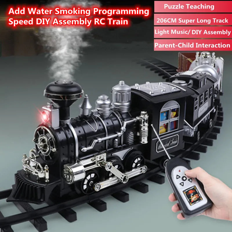 RC Bestuurbare Trein met Rook – 206cm Elektrische Treinset Kinderen