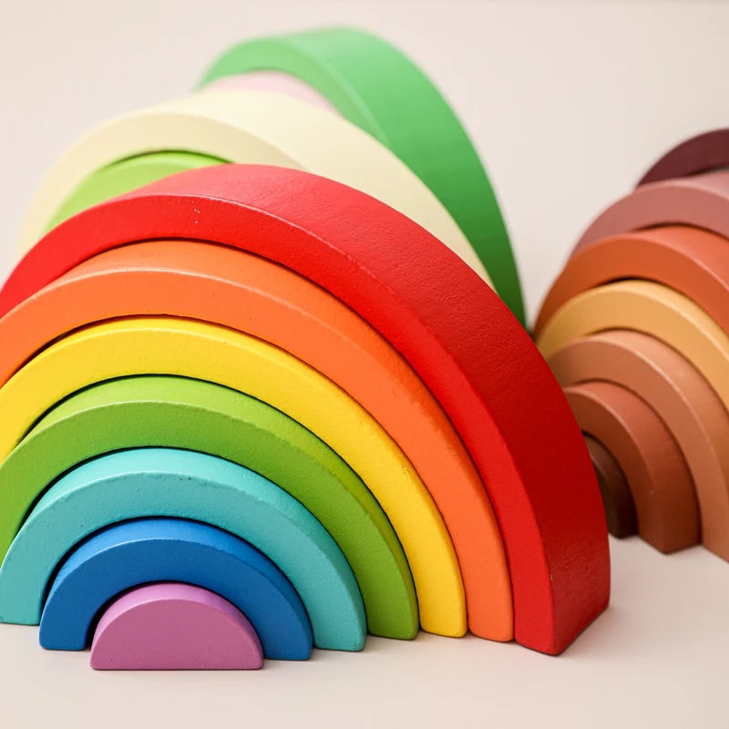 Montessori Regenboog Houten Blokken – Educatief Speelgoed Baby