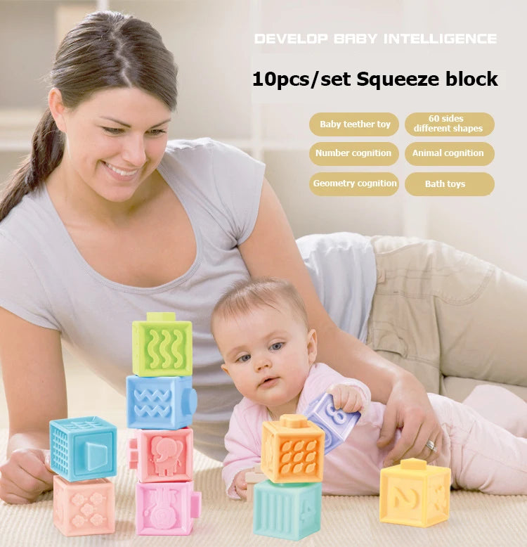 Baby Blokken – Zachte Educatieve Kubussen voor Baby's (14m+)