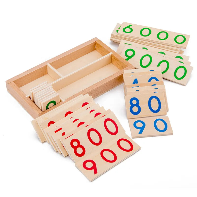 Montessori Houten Nummers Leerkaart 1-9000 – Educatief Telspel (3-12 jr)
