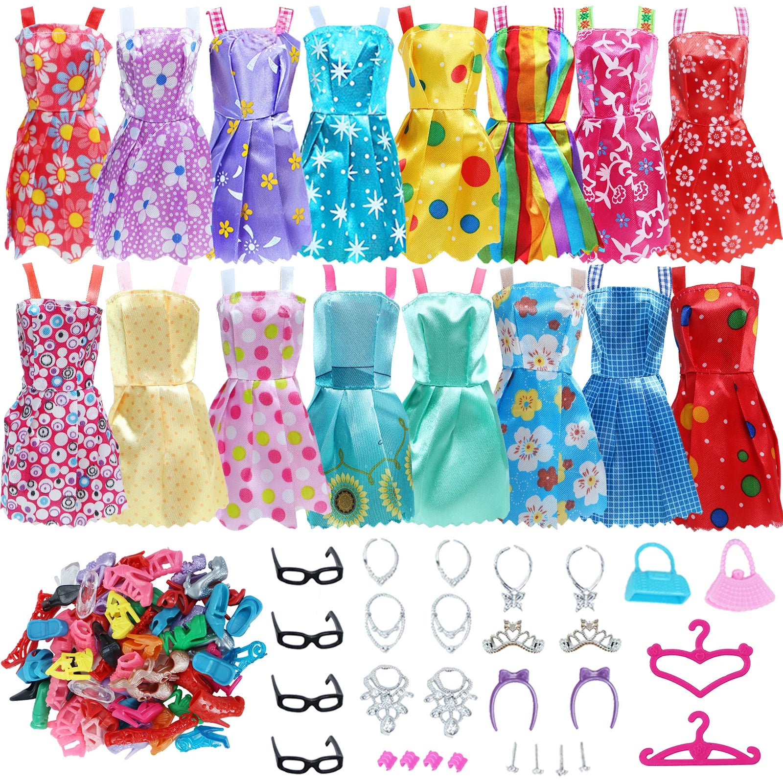 42-delige Poppen Accessoire Set – Jurken, Schoenen & Sieraden