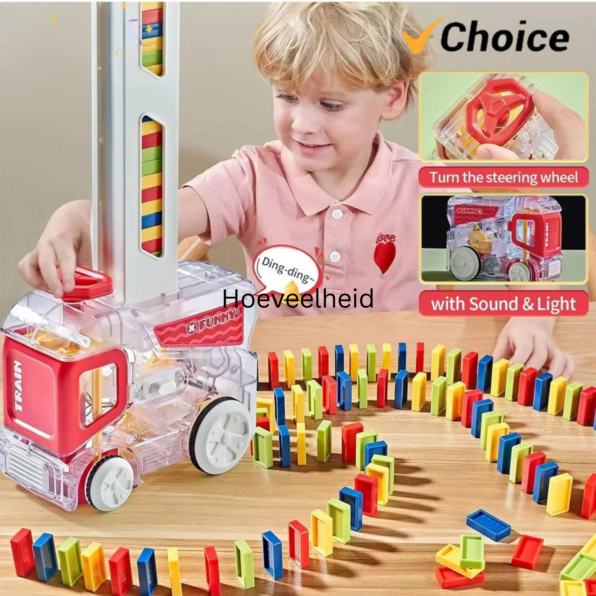 Automatische Dominotrein met 60 Stuks – Montessori Speelgoed Kind