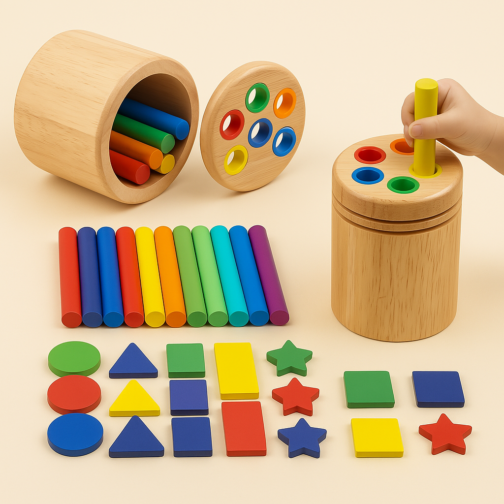 Montessori Houten Sorteerspeelgoed – Educatief Kleuren Spel (3-6 jaar)
