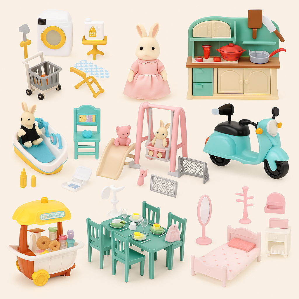 Miniatuur Meubels Poppenhuis – Keuken & Badkamer Set