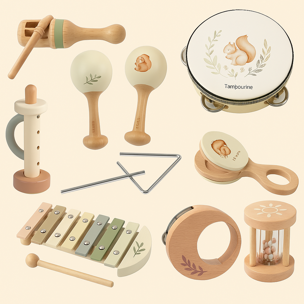 Montessori Muziekinstrumenten Baby – Houten Speelgoed 0-12 Maanden