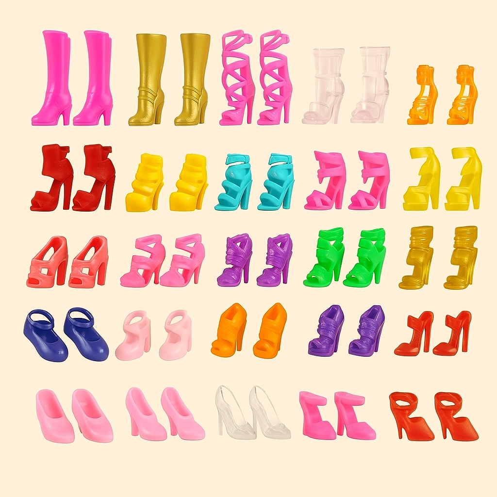 Barbie Poppenschoenen Hoge Hakken – Kristallen Schoenen 1:6