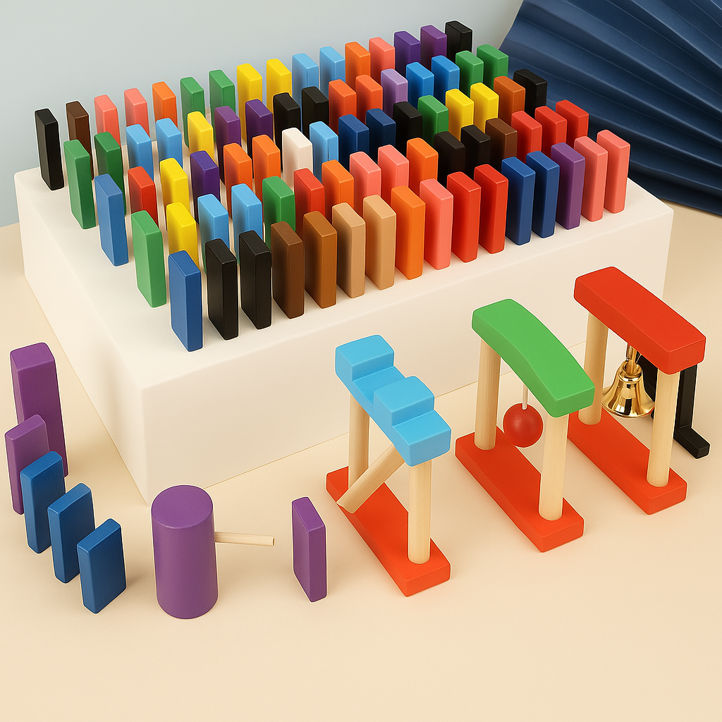 Regenboog Houten Domino Set – Kleurrijk Educatief Speelgoed Kind