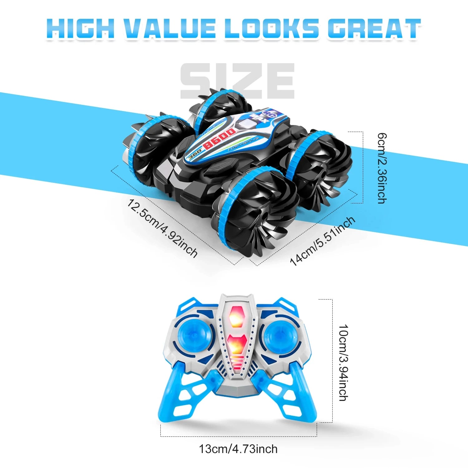 Amfibische RC Stuntauto – 4WD Waterdicht 360° Speelgoedauto