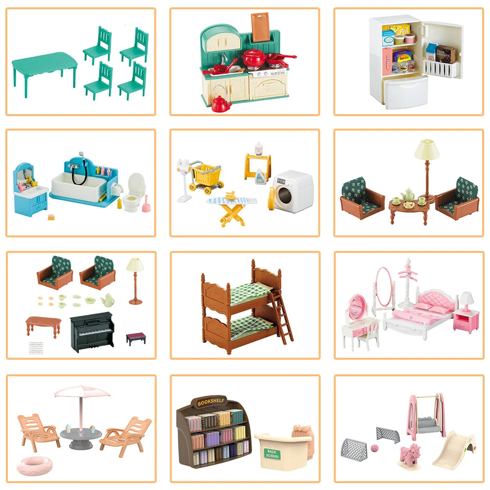 1:12 Poppenhuis Meubels Villa – Miniatuur Keuken- en Dinette Set