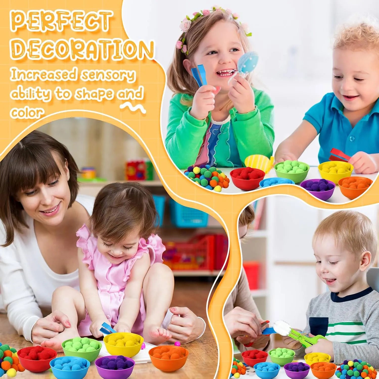 Regenboog Pompoms Telspel – Educatief Kleuren- en Telspeelgoed 3+
