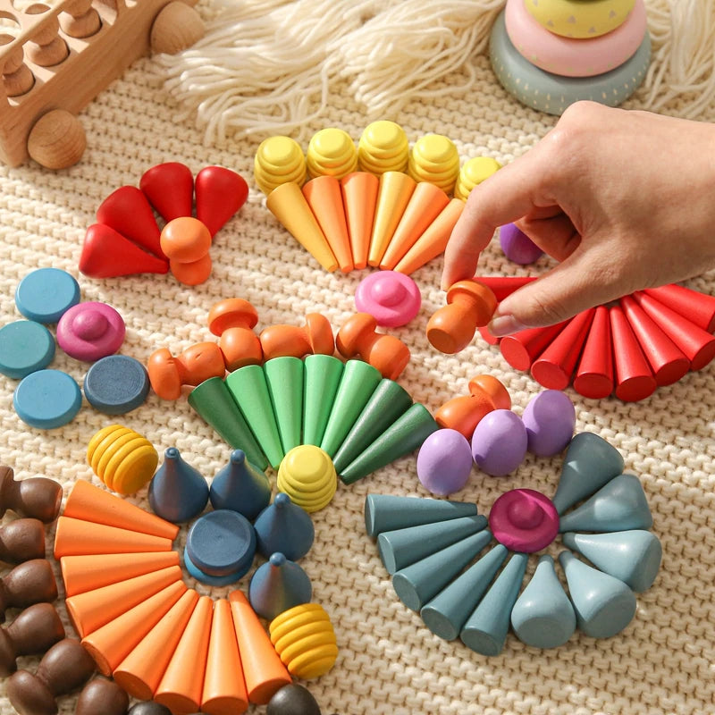 Montessori Houten Bouwblokken – Creatieve Losse Onderdelen (3+ jaar)