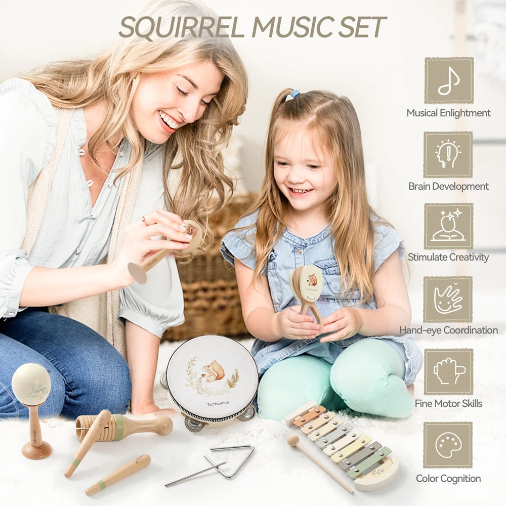 Montessori Muziekinstrumenten Baby – Houten Speelgoed 0-12 Maanden
