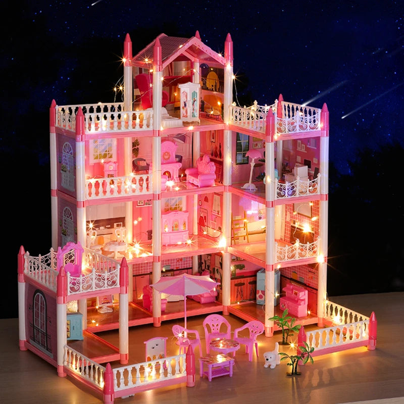 3D DIY Poppenhuis Set – Miniaturen met Meubels & LED Verlichting