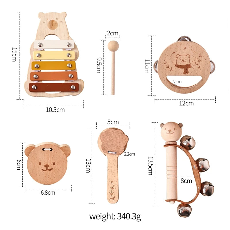 Muzikale Houten Rammelaar – Montessori Speelgoed voor Baby’s (0-3 jaar)