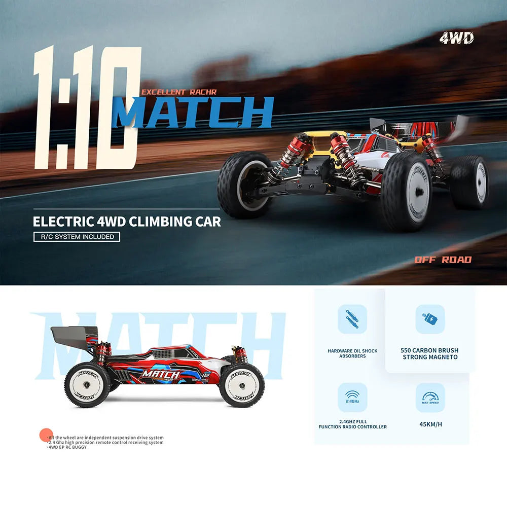 WLtoys 104001 RC Auto 1:10 โ 4WD RTR Raceauto tot 45 km/u