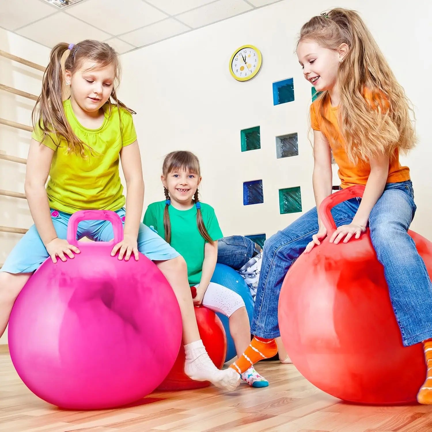 Grote Hopper Stuiterbal met Handvat – Springbal voor Kinderen 22"