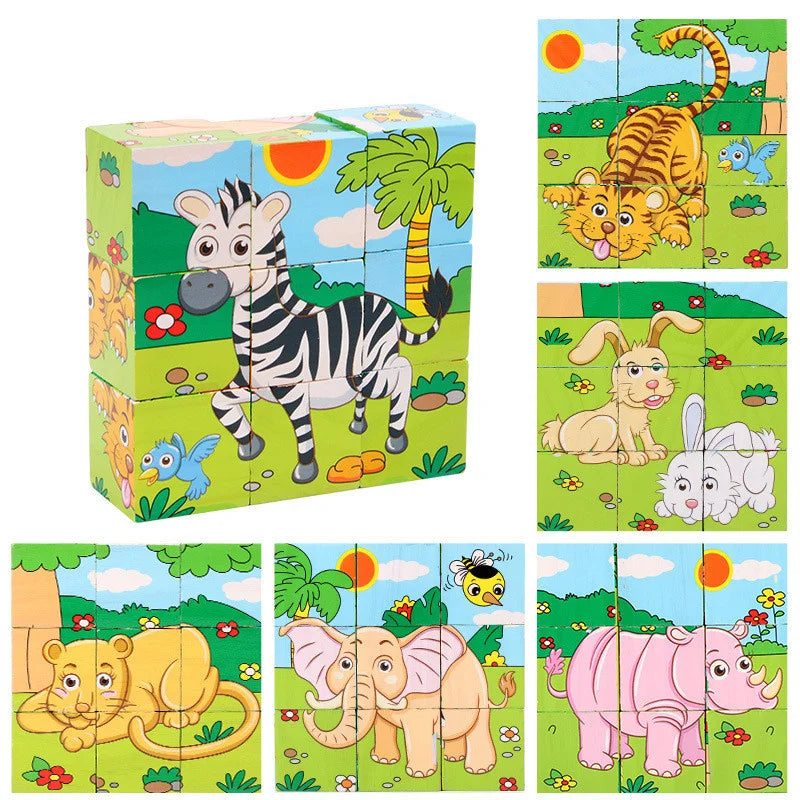 Montessori Houten Blokkenpuzzel – Educatief Babyspeelgoed 4-6 Jaar