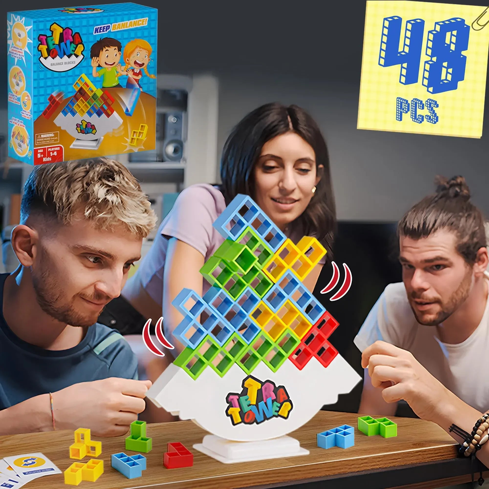 Tetra Tower Balanceer Spel – 48 Stuks Bouwstenen (14+ jaar)