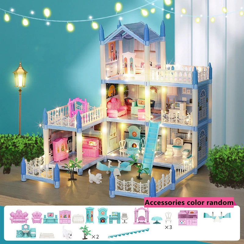 3D DIY Poppenhuis Set – Miniaturen met Meubels & LED Verlichting