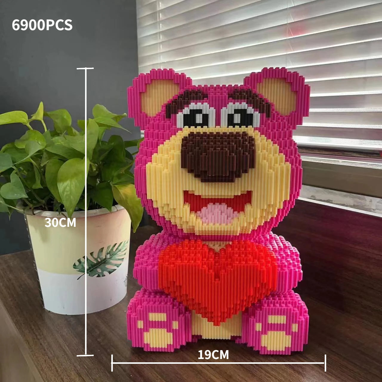Aardbei Beer Bouwset 30CM – Compatibel met LEGO – Lotso Blokken
