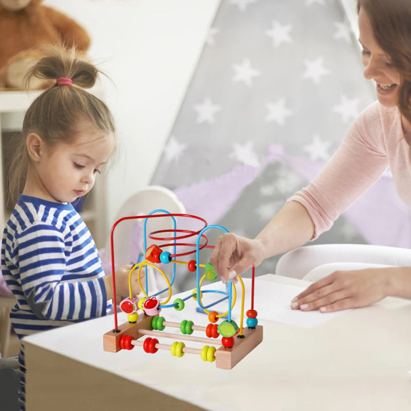 Montessori Houten Achtbaan Kralen – Educatief Baby Speelgoed