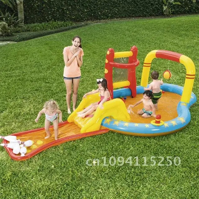 Opblaasbaar Kasteel Zwembad Kinderen – Met Glijbaan & Waterpret 3+
