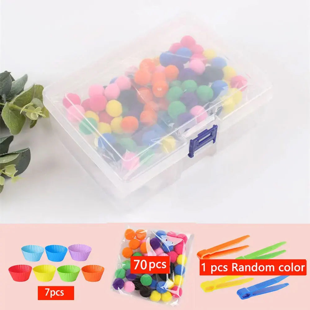 Regenboog Pompoms Telspel – Educatief Kleuren- en Telspeelgoed 3+