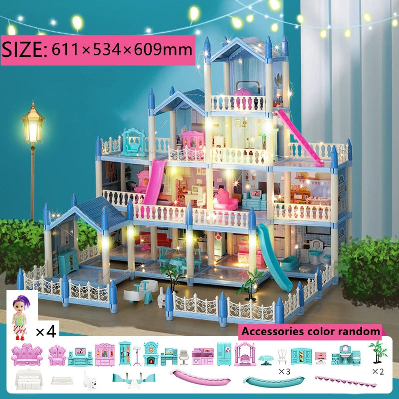 3D DIY Poppenhuis Set – Miniaturen met Meubels & LED Verlichting