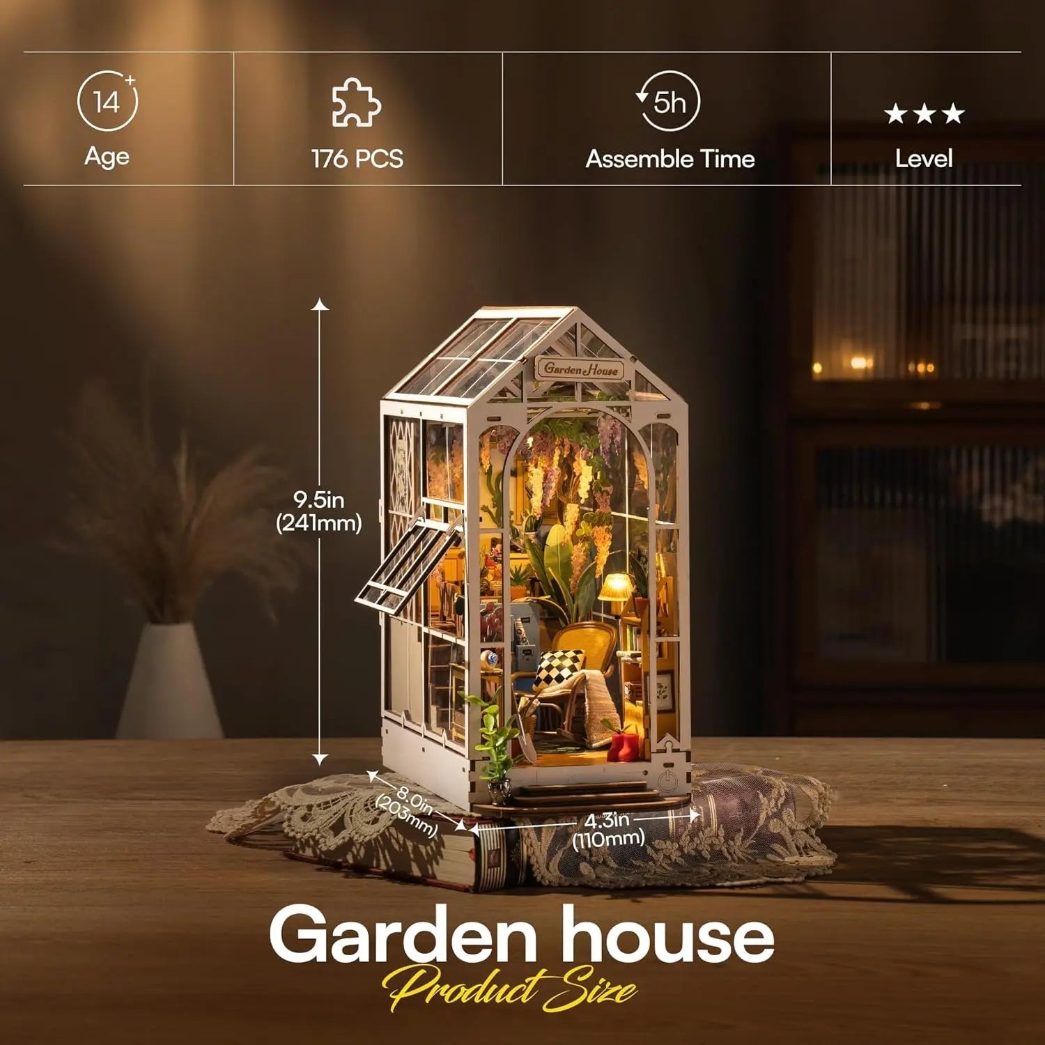 Robotime DIY Tuinhuis – Rolife Book Nook Miniatuur Bouwpakket