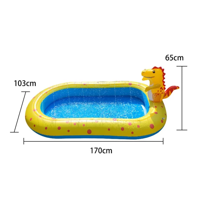 Opblaasbaar Dinosaurus Zwembad met Waterspray – PVC Kinderbad 3+