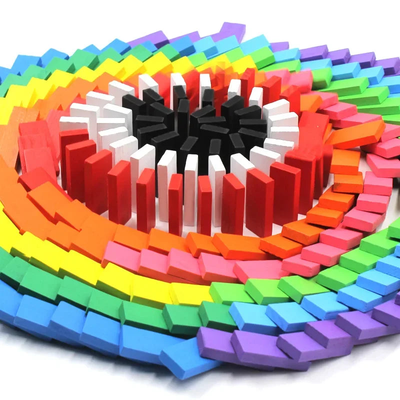 Regenboog Houten Domino Set – Montessori Speelgoed (120/240 stuks)
