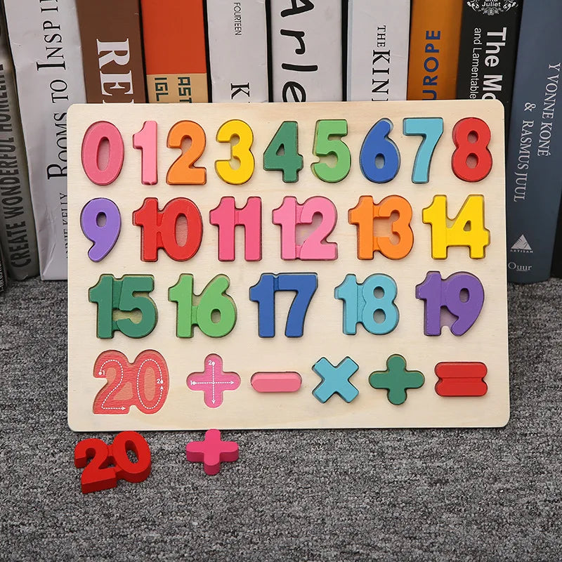Houten Montessori Puzzel – Letters & Cijfers voor Kind (3-6 jaar)