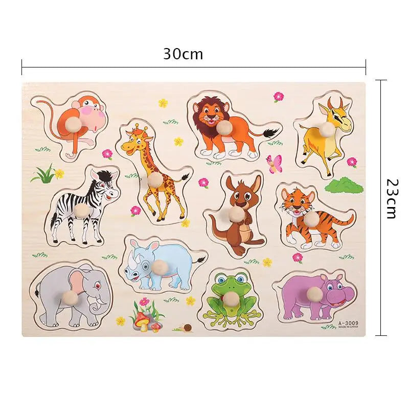 Montessori Houten Puzzel voor Baby’s – Peg Speelgoed (1-3 jaar)